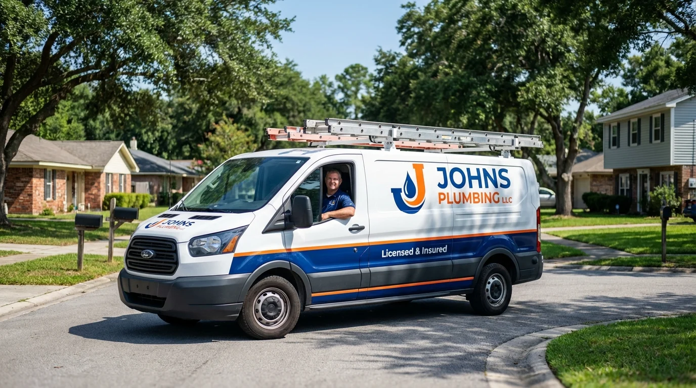 Johns Plumbing LLC service van in Carlstadt, NJ