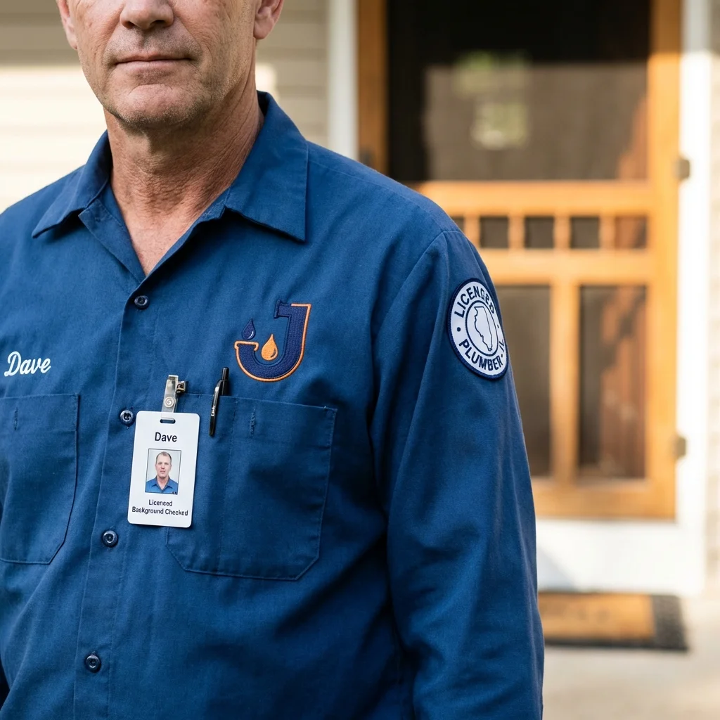 Licensed plumber showing ID badge in Carlstadt, NJ