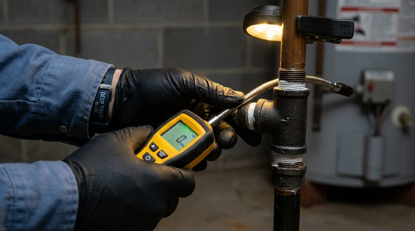 Gas leak detection with electronic sniffer by Johns Plumbing LLC in Carlstadt